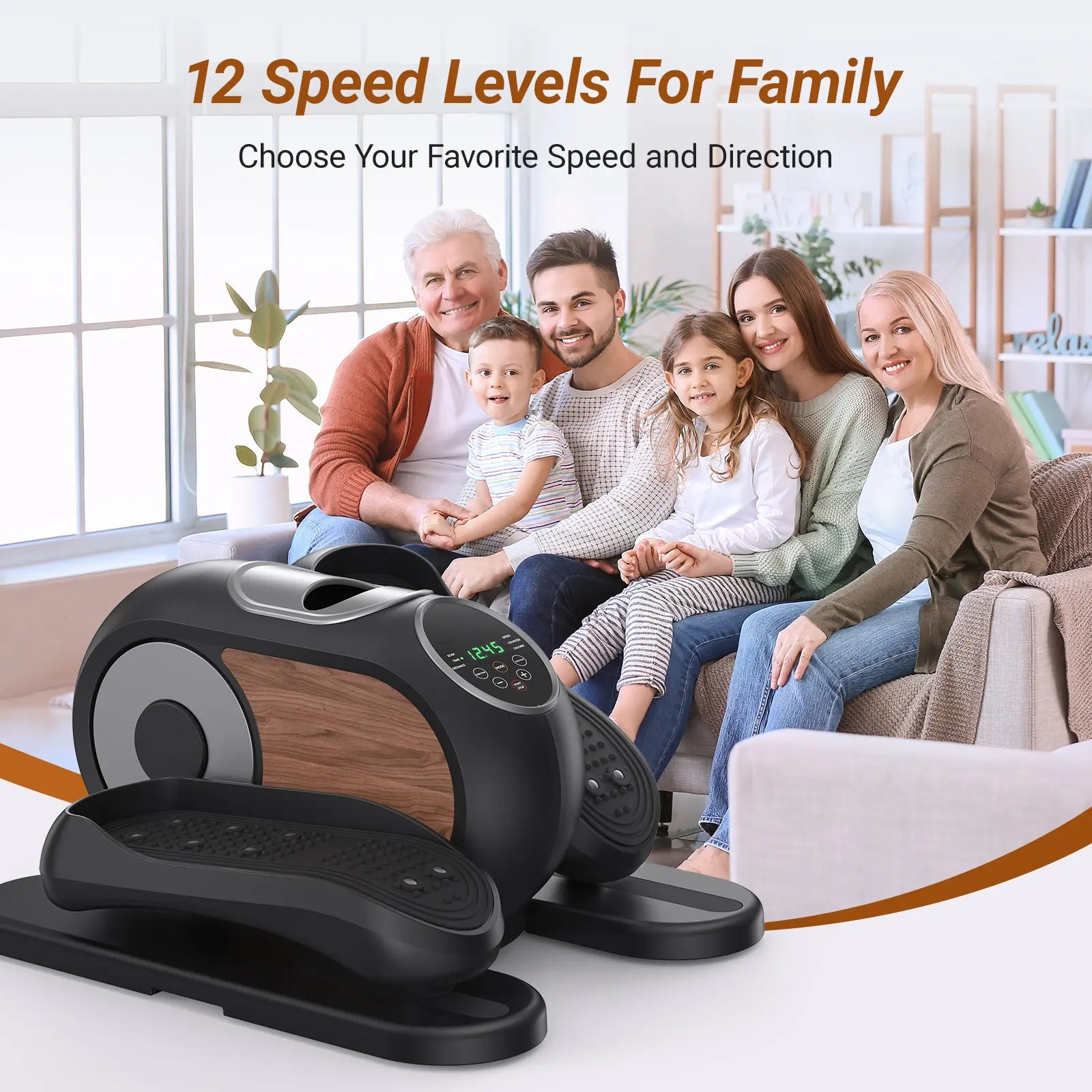 Under Desk Elliptical Machine with Remote Control & 12-Speeds