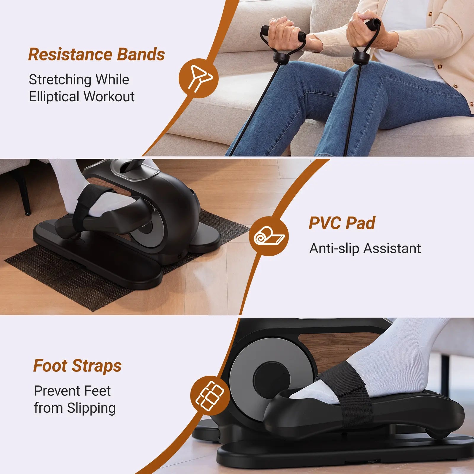 Under Desk Elliptical Machine with Remote Control & 12-Speeds